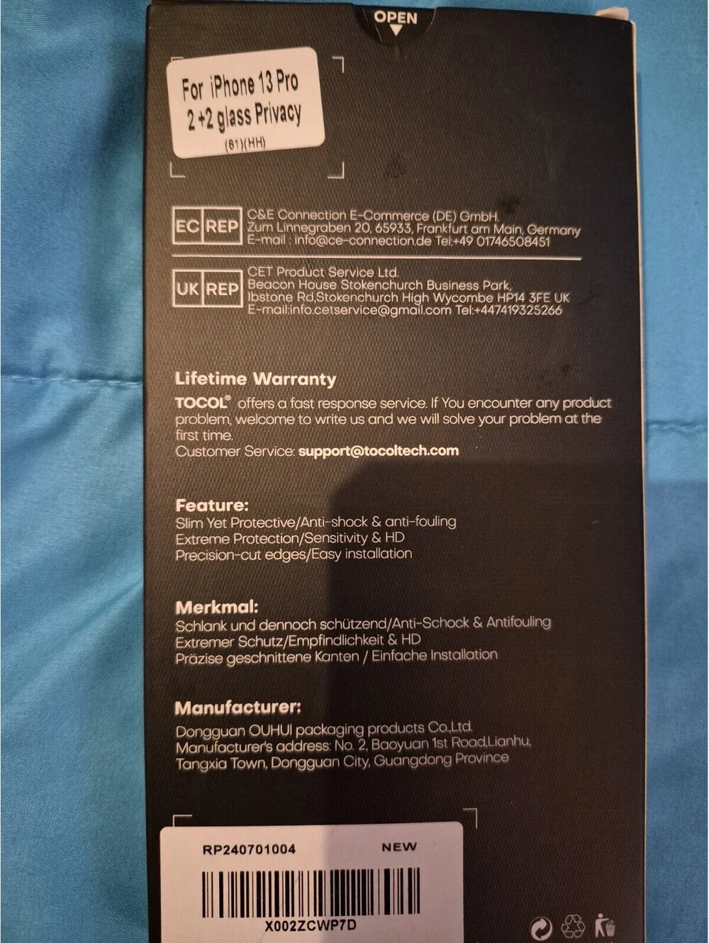 TOCOL Tempered Glass Privacy Screen iPhone 13 Pro One Privacy Screen To Lens P